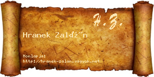 Hranek Zalán névjegykártya